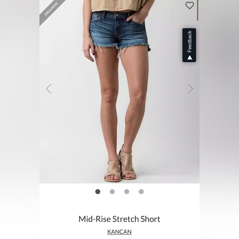 Kancan Mid Rise Stretch Short - Medium Wash